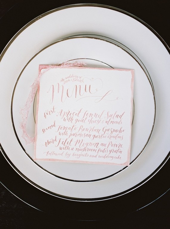 Rose gold menu