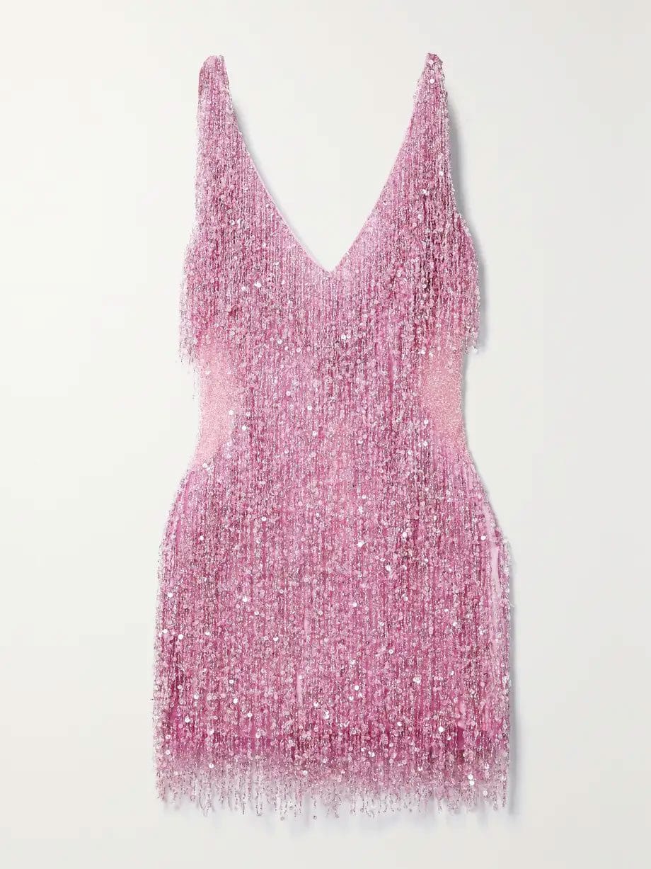 Robe pour mariage à franges dorées parfaite pour l'after party